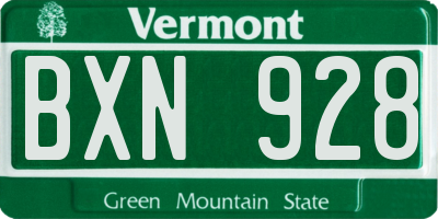 VT license plate BXN928