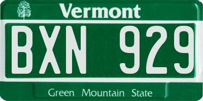 VT license plate BXN929