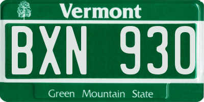 VT license plate BXN930