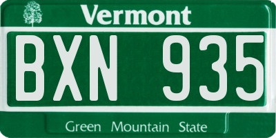 VT license plate BXN935