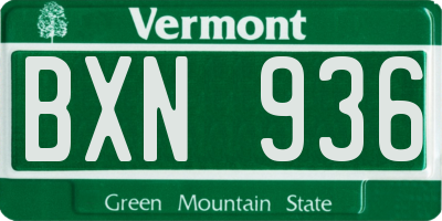 VT license plate BXN936