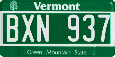 VT license plate BXN937