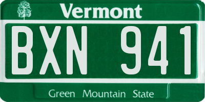VT license plate BXN941