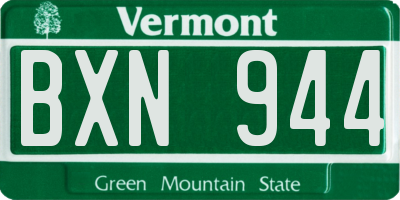 VT license plate BXN944