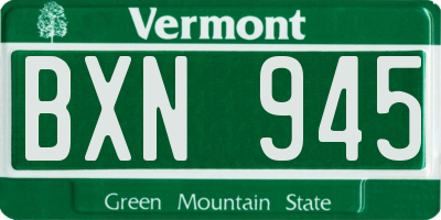 VT license plate BXN945