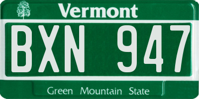 VT license plate BXN947