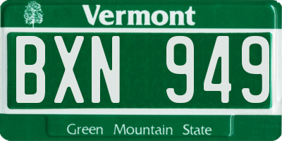 VT license plate BXN949