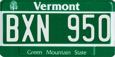 VT license plate BXN950