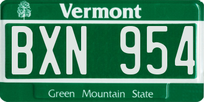 VT license plate BXN954