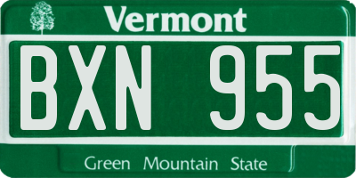 VT license plate BXN955