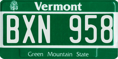 VT license plate BXN958