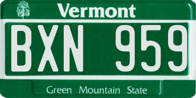 VT license plate BXN959