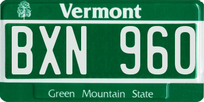 VT license plate BXN960