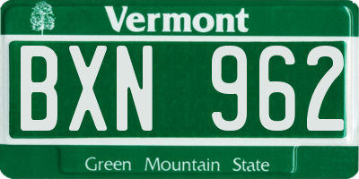 VT license plate BXN962