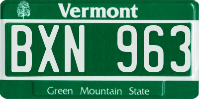 VT license plate BXN963