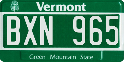 VT license plate BXN965