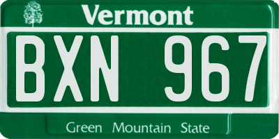 VT license plate BXN967