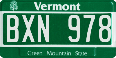 VT license plate BXN978