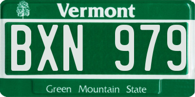 VT license plate BXN979