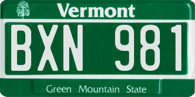 VT license plate BXN981