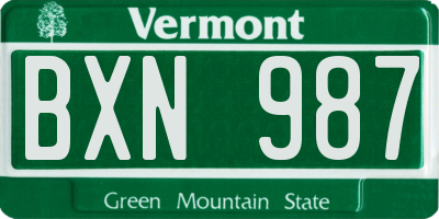VT license plate BXN987