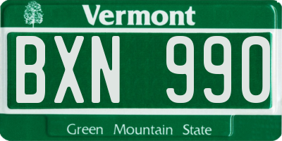 VT license plate BXN990
