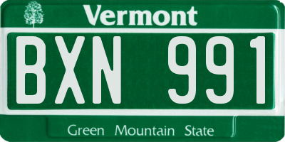 VT license plate BXN991