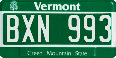 VT license plate BXN993