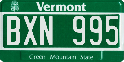 VT license plate BXN995