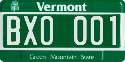 VT license plate BXO001
