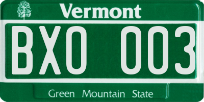 VT license plate BXO003