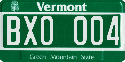 VT license plate BXO004