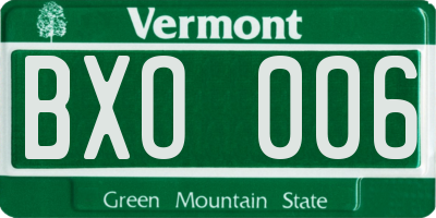 VT license plate BXO006