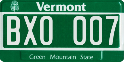 VT license plate BXO007