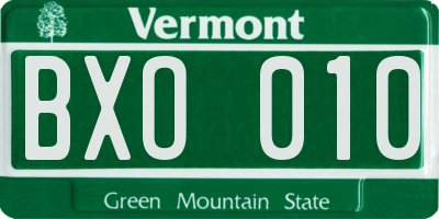 VT license plate BXO010