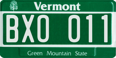 VT license plate BXO011