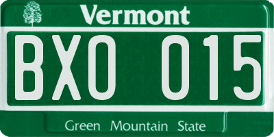 VT license plate BXO015