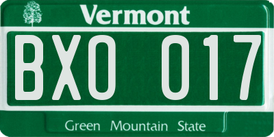 VT license plate BXO017