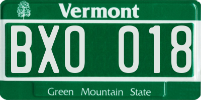 VT license plate BXO018