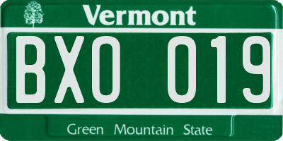 VT license plate BXO019