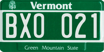 VT license plate BXO021