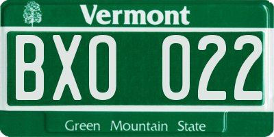 VT license plate BXO022