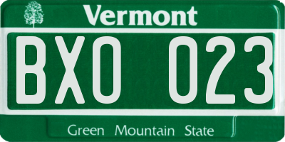 VT license plate BXO023