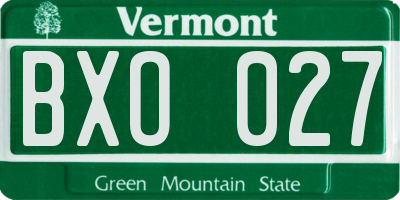 VT license plate BXO027