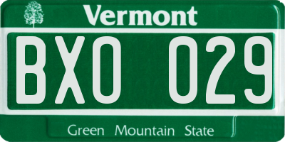 VT license plate BXO029