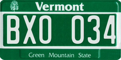 VT license plate BXO034