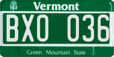VT license plate BXO036