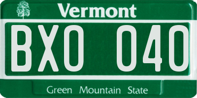 VT license plate BXO040