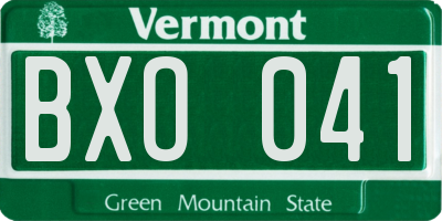 VT license plate BXO041