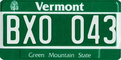 VT license plate BXO043